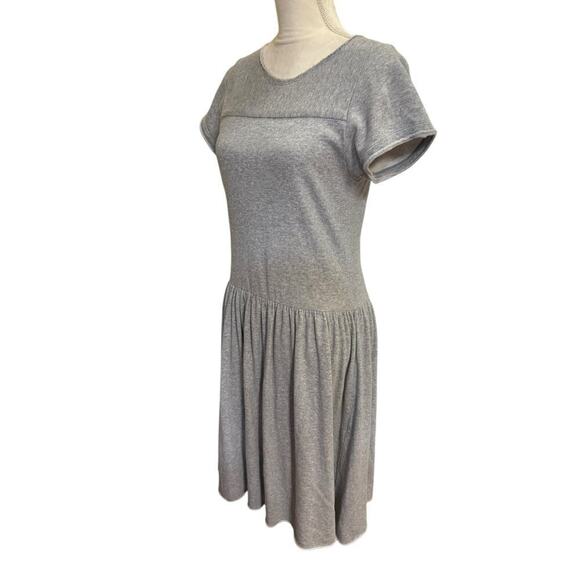 Japanese Gasa Grue Grey Jersey Drop Waist Short Sleeve Midi Dress / Small/Medium - Picture 5 of 7